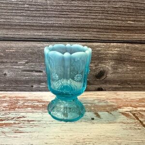 Vintage Fenton Aqua Blue Opalescent Paneled Daisy Toothpick Holder